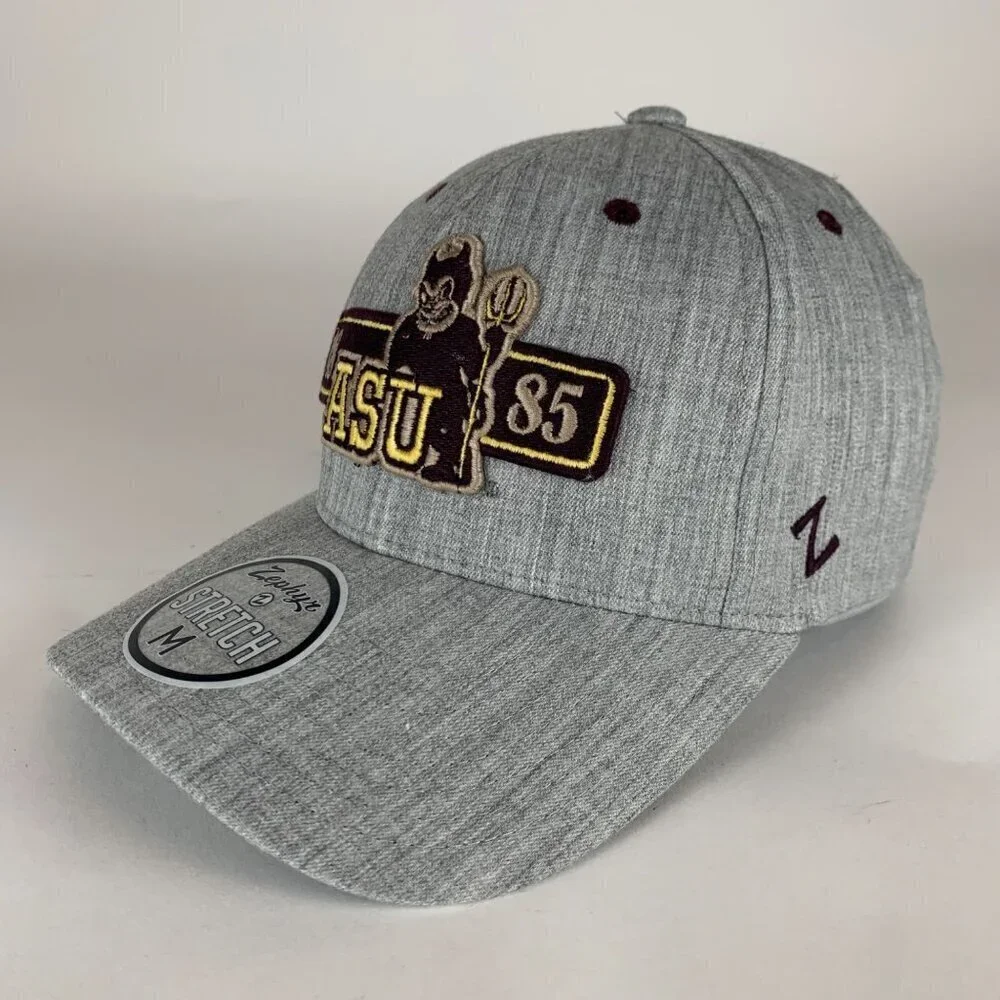 Arizona State Sun Devils NCAA Retro Gray Zephyr Fitted Hat Mens Medium New